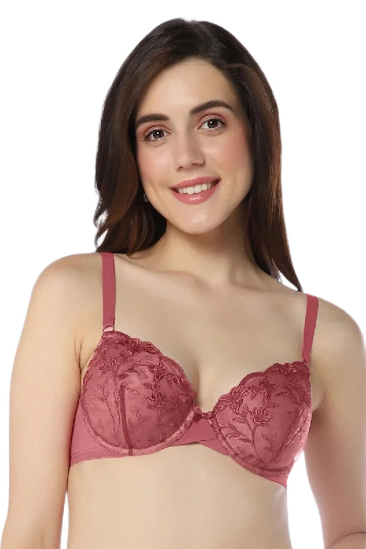 Balconette underwire wired bras for a lifted look Sheer Luxe Padded Wired Demi Bra - Autumn Rose & Dusty Rose Balconette underwire wired bras for a lifted look Sheer Luxe Padded Wired Demi Bra - Autumn Rose & Dusty Rose
