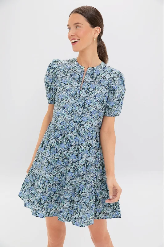 Mini dresses with cut - out details for a trendy look Light Blue Ditsy Floral Zip Front Ellie Mini Dress