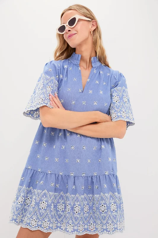 Velvet mini dresses for autumn weddings Chambray Embroidered Crawford Dress