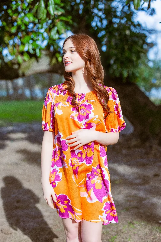 Cotton mini dresses for a comfortable everyday option Tropical Flower Print Mini Vacation Dress by Umgee Clothing Cotton mini dresses for a comfortable everyday option Tropical Flower Print Mini Vacation Dress by Umgee Clothing