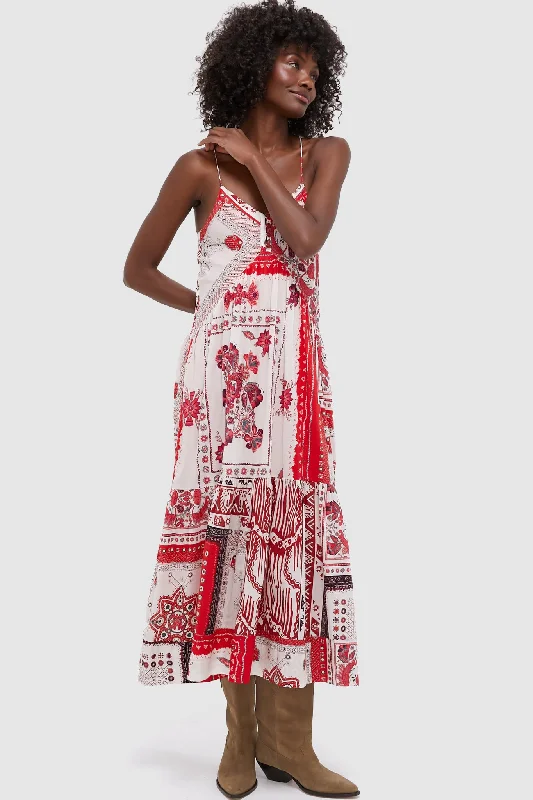 Mini dresses with halter necks for a stylish choice Red and Ecru Sabba Dress
