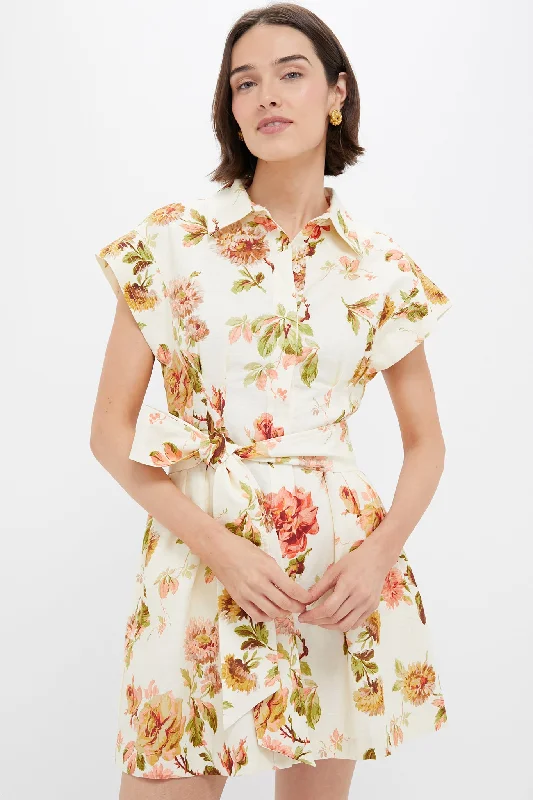 Mini dresses with tiered skirts for added volume Romantic Floral Cotton Linen Mini Callie Dress Mini dresses with tiered skirts for added volume Romantic Floral Cotton Linen Mini Callie Dress