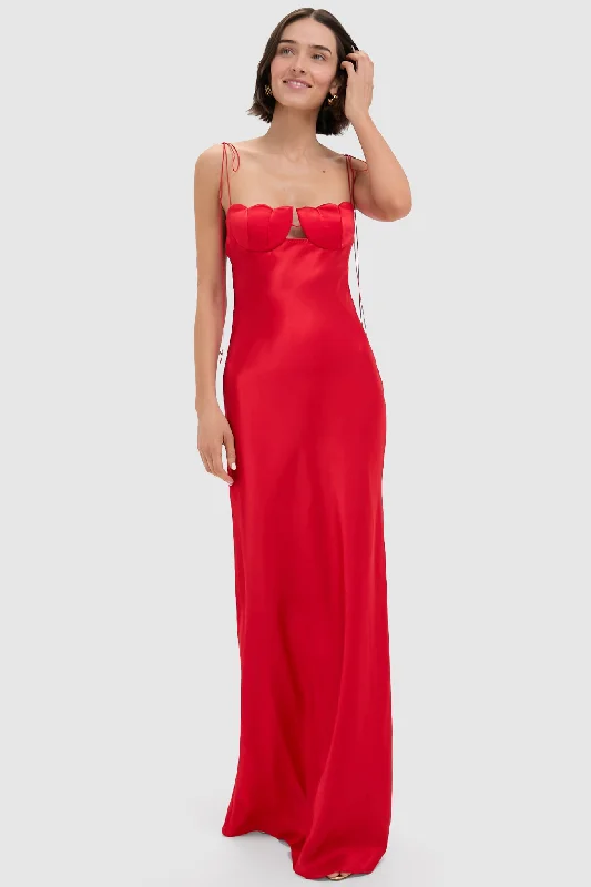 Strapless mini dresses for a beach vacation Red Tulip Maxi Dress