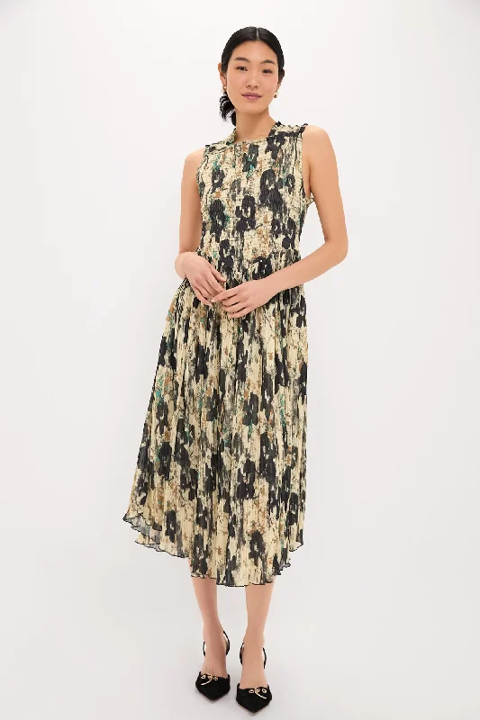 Mini dresses with abstract prints for an artistic look Afterglow Printed Pleats Smock Midi Straps Dress Mini dresses with abstract prints for an artistic look Afterglow Printed Pleats Smock Midi Straps Dress