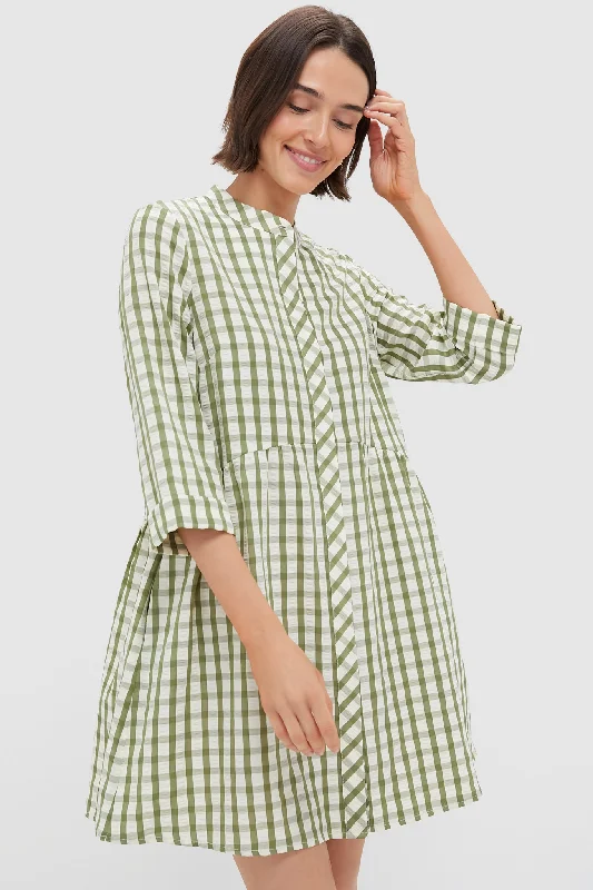 Mini dresses with belted waists for a defined silhouette Sage Seersucker Gingham Royal Shirt Dress Mini dresses with belted waists for a defined silhouette Sage Seersucker Gingham Royal Shirt Dress