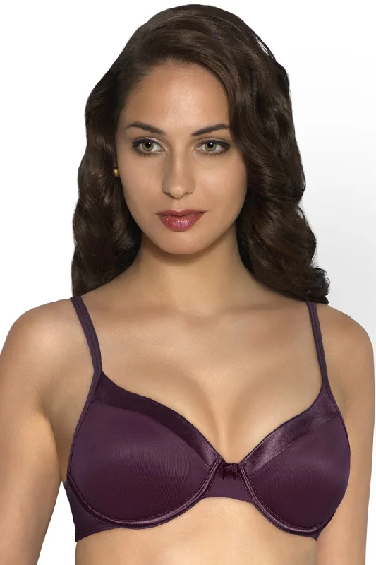 Underwire balconette sports wired bras for support Satin Edge Padded Wired Bra - Violet Underwire balconette sports wired bras for support Satin Edge Padded Wired Bra - Violet