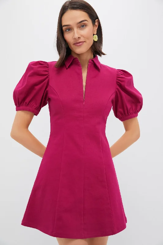Mini dresses with patchwork designs for a unique style Raspberry Front Zip Denim Mini Dress Mini dresses with patchwork designs for a unique style Raspberry Front Zip Denim Mini Dress