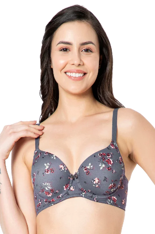 Underwire push - down wired bras for a different shaping effect Smooth Moves Padded Wired T-Shirt Bra - Wilderness Floral Print Underwire push - down wired bras for a different shaping effect Smooth Moves Padded Wired T-Shirt Bra - Wilderness Floral Print