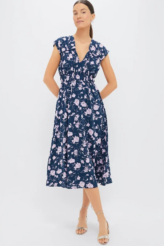 Ruffled mini dresses for a romantic touch Navy & Blush Abstract Floral Amanda Midi Dress Ruffled mini dresses for a romantic touch Navy & Blush Abstract Floral Amanda Midi Dress