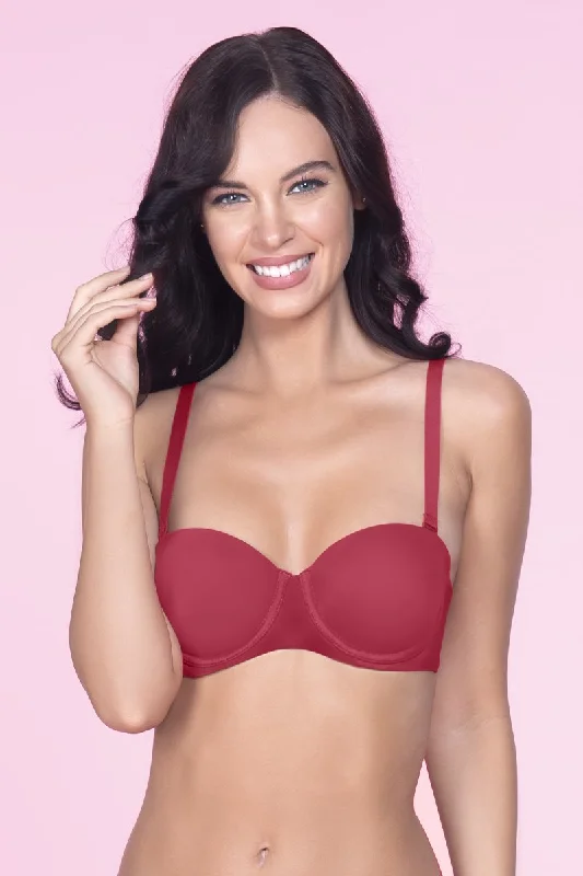 Underwire sports crop top wired bras for active wear Multiway Padded Wired Bra - Festive Red Underwire sports crop top wired bras for active wear Multiway Padded Wired Bra - Festive Red