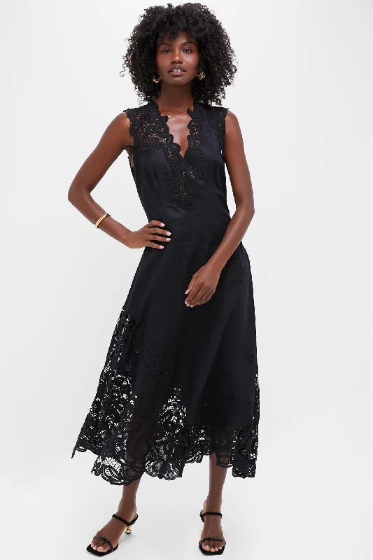 Sheer mini dresses with lace inserts Noir Olivette Dress