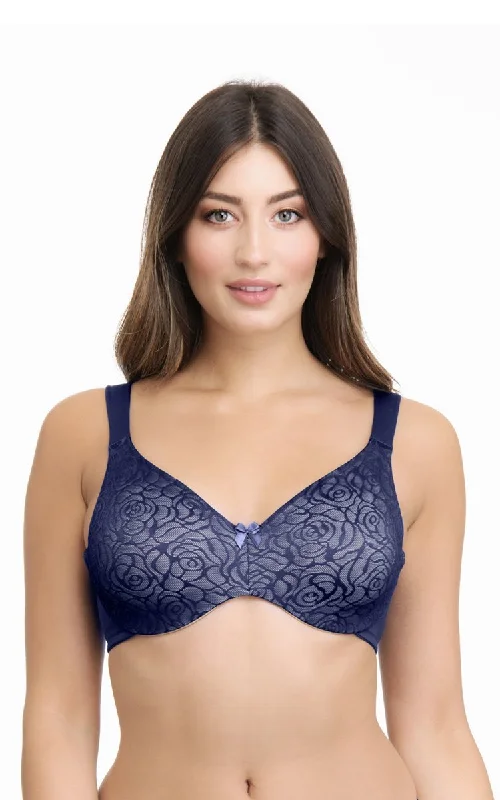Front - closure underwire wired bras for easy on - off Ultimo Perfect Profile Non-Padded Wired Minimizer Bra - Inky Blue Front - closure underwire wired bras for easy on - off Ultimo Perfect Profile Non-Padded Wired Minimizer Bra - Inky Blue