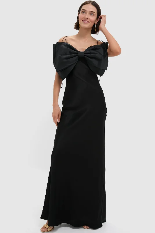 Mini dresses with puff sleeves for a vintage look Black Flavia Maxi Gown