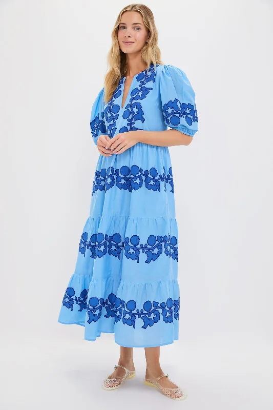 Mini dresses with tiered skirts for added volume Tangier Blue Puff Sleeve Maxi Dress Mini dresses with tiered skirts for added volume Tangier Blue Puff Sleeve Maxi Dress
