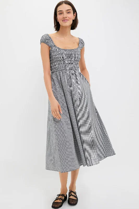Mini dresses with pleated skirts for a classic look Black Gingham Amelie Midi Dress