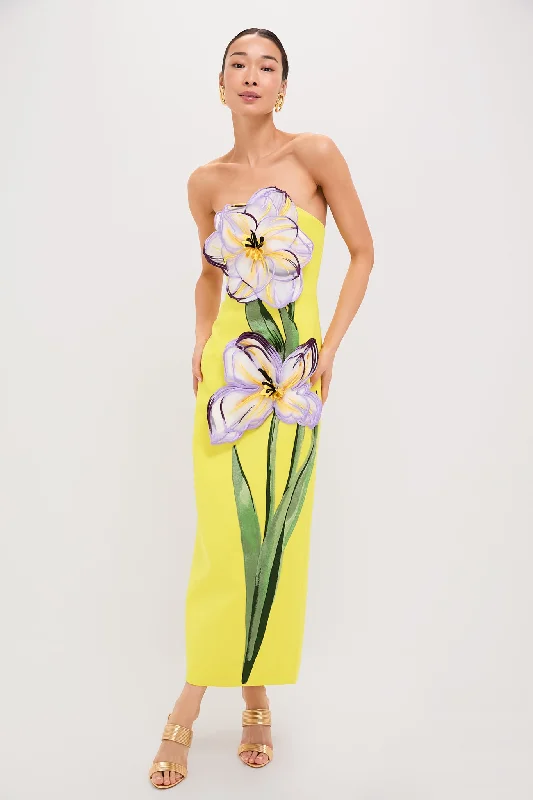 Cotton mini dresses for a comfortable everyday option Yellow Iris Print Rayna Maxi Dress Cotton mini dresses for a comfortable everyday option Yellow Iris Print Rayna Maxi Dress