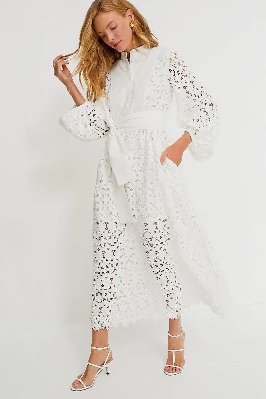 Cotton mini dresses for a comfortable everyday option White Lace Calliope Dress