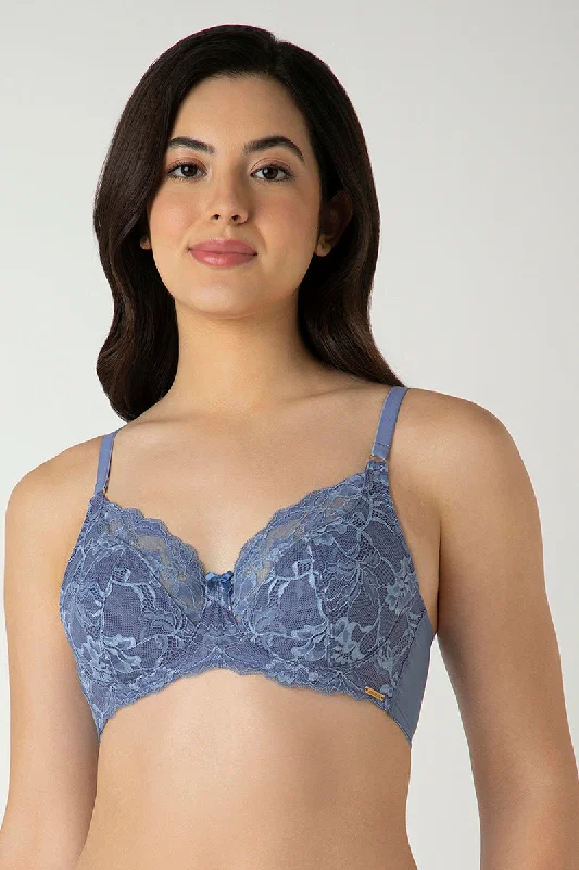Mesh underwire wired bras for breathability and style Luxe Support Non-Padded Wired Bra - Moonlight Blue Mesh underwire wired bras for breathability and style Luxe Support Non-Padded Wired Bra - Moonlight Blue
