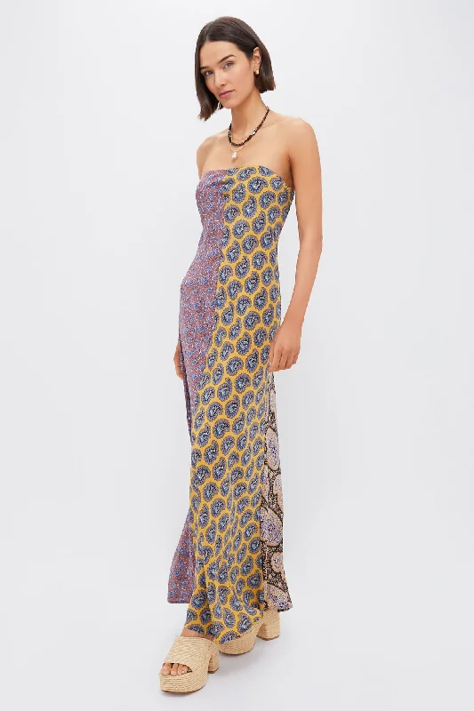 Mini dresses with ruched bodices for a feminine touch Earthy Patchwork Pietro Silk Maxi Dress Mini dresses with ruched bodices for a feminine touch Earthy Patchwork Pietro Silk Maxi Dress