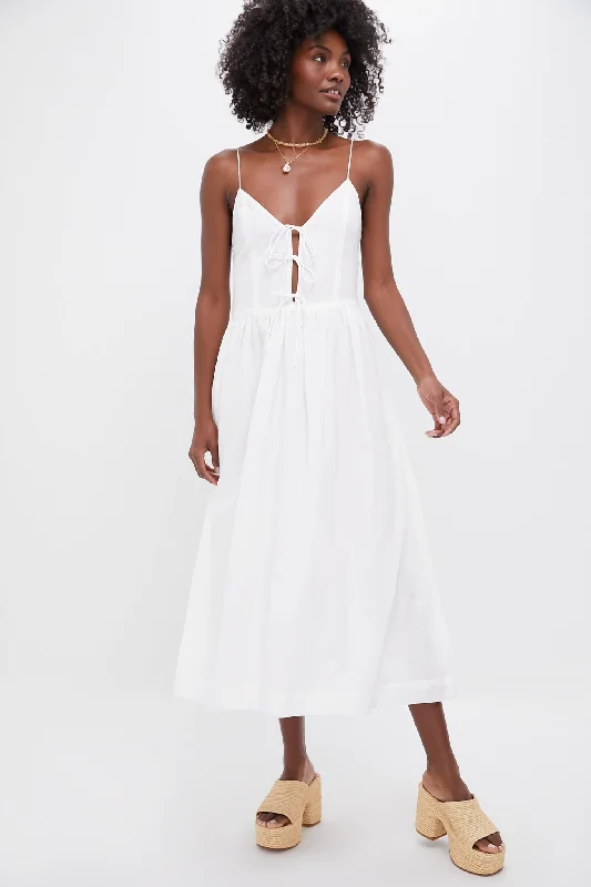 Denim mini dresses with distressed details Pearl Zora Solid Tie Tank Dress