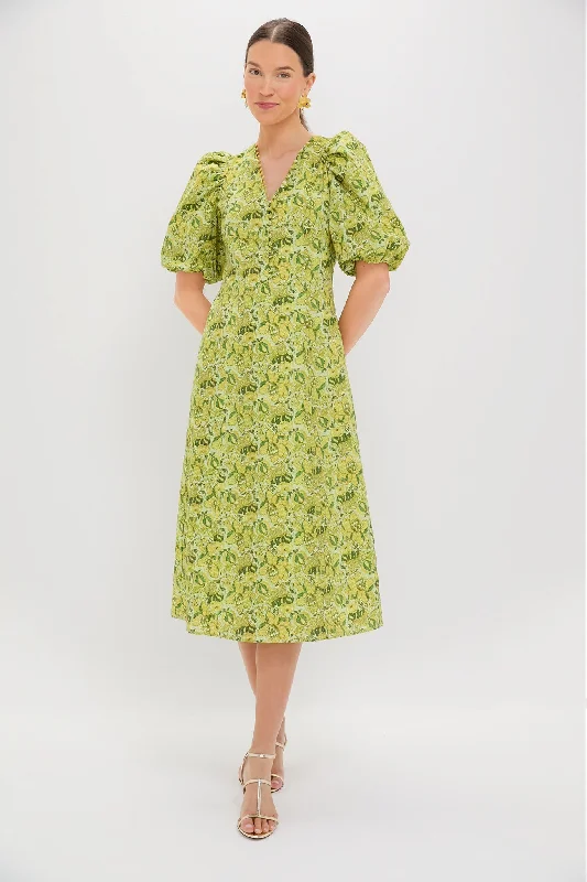 Mini dresses with off - the - shoulder styles Chartreuse Multi Floral Marcy Midi Dress Mini dresses with off - the - shoulder styles Chartreuse Multi Floral Marcy Midi Dress