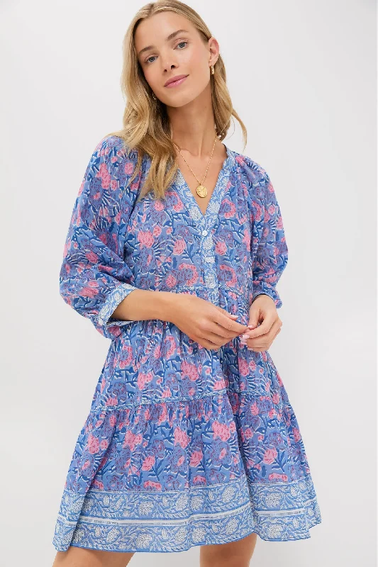 Mini dresses with abstract prints for an artistic look Blue Pink Printed Clara Mini Dress Mini dresses with abstract prints for an artistic look Blue Pink Printed Clara Mini Dress