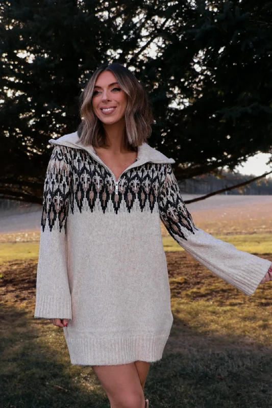 Mini dresses with bow accents for a sweet look Steve Madden Essa Cream Print Sweater Dress - FINAL SALE Mini dresses with bow accents for a sweet look Steve Madden Essa Cream Print Sweater Dress - FINAL SALE