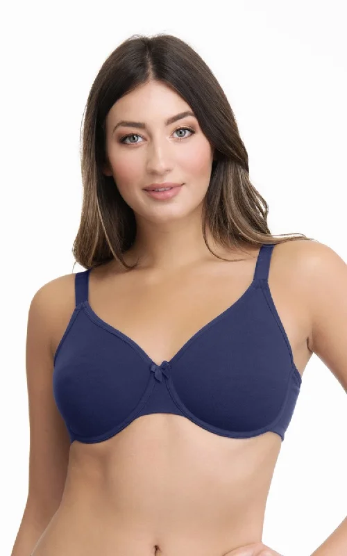 Wide - strap underwire wired bras for added comfort Ultimo Essential Cotton Non-Padded Wired Bra - Inky Blue Wide - strap underwire wired bras for added comfort Ultimo Essential Cotton Non-Padded Wired Bra - Inky Blue