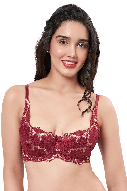 Underwire maternity wired bras for expectant mothers Eternal Bliss Lightly Padded Wired Demi Coverage Balconette Bra - Red Berry Underwire maternity wired bras for expectant mothers Eternal Bliss Lightly Padded Wired Demi Coverage Balconette Bra - Red Berry