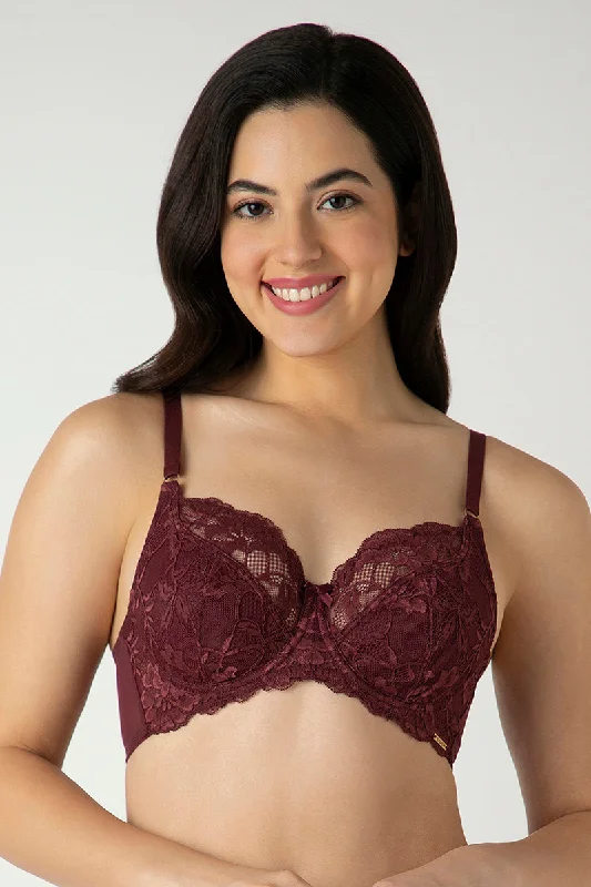 Nursing underwire wired bras for breastfeeding moms Luxe Support Non-Padded Wired Bra - Windsor Wine Nursing underwire wired bras for breastfeeding moms Luxe Support Non-Padded Wired Bra - Windsor Wine