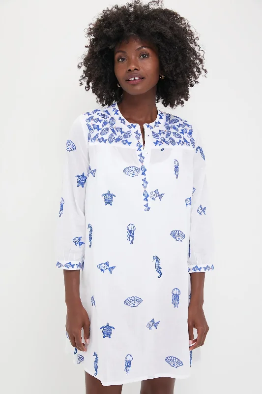 Mini dresses with geometric prints for a modern aesthetic White Seaworld Embroidered Lily Dress Mini dresses with geometric prints for a modern aesthetic White Seaworld Embroidered Lily Dress
