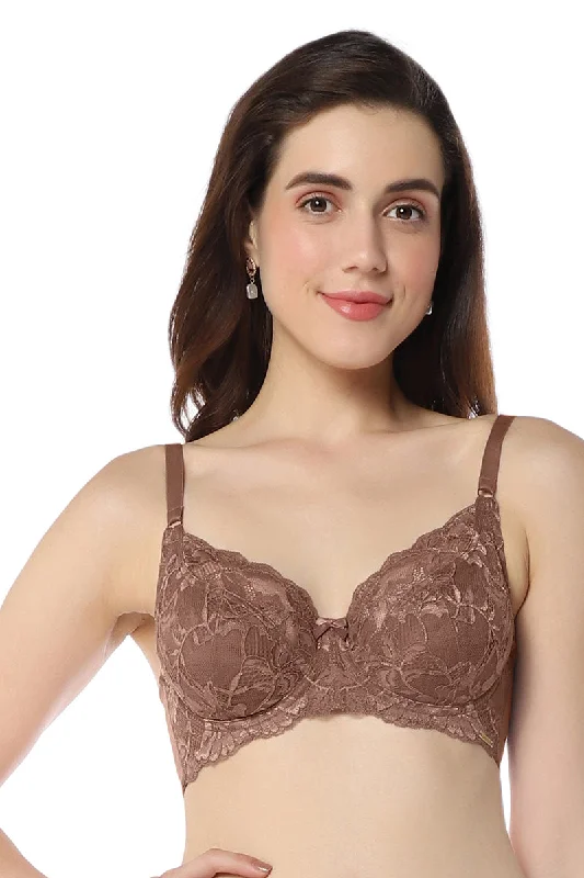 Underwire wide - band sports wired bras for stability Luxe Support Non-Padded Wired Bra - Nutmeg Underwire wide - band sports wired bras for stability Luxe Support Non-Padded Wired Bra - Nutmeg