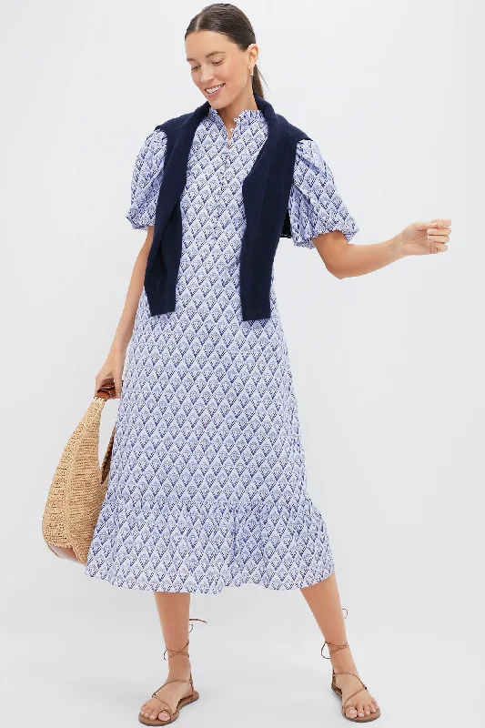 Printed mini dresses for a casual day out Periwinkle Trellis Floral Mimi Midi Dress