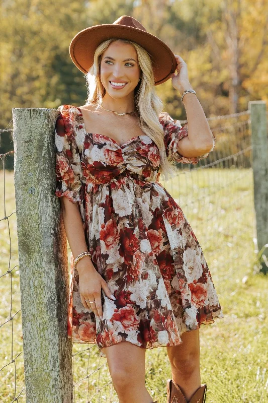 Mini dresses with cold - shoulder designs Multi Floral Print Sweetheart Mini Dress - FINAL SALE Mini dresses with cold - shoulder designs Multi Floral Print Sweetheart Mini Dress - FINAL SALE