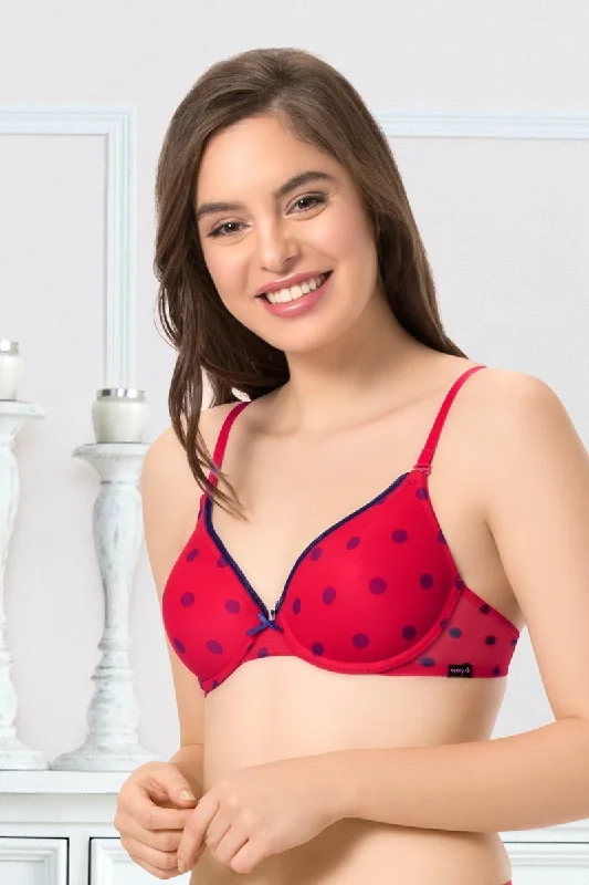 Front - closure underwire wired bras for easy on - off every de Bae Full Cover Padded Underwired T-shirt Bra - Crimson Front - closure underwire wired bras for easy on - off every de Bae Full Cover Padded Underwired T-shirt Bra - Crimson