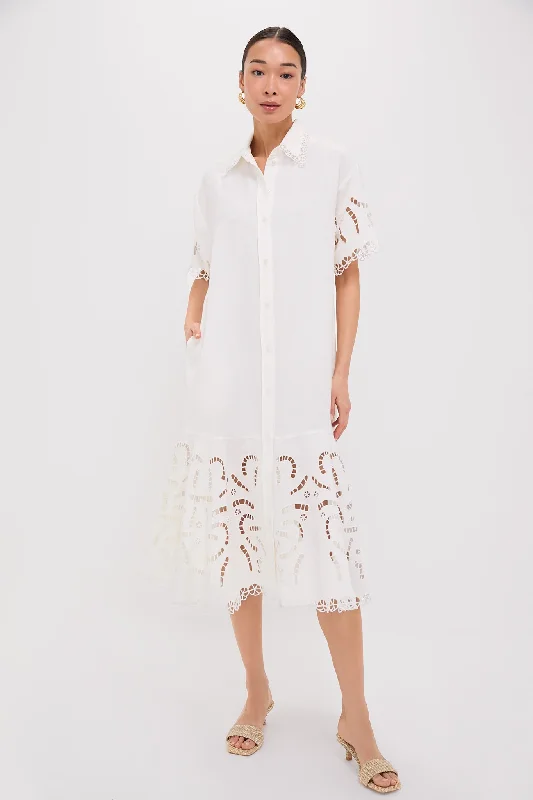 Mini dresses with fringe for a bohemian style Pearl Marja Embroidery Shirt Dress