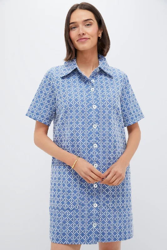 Mini dresses with keyhole necklines Denim Embroidered Lacie Dress