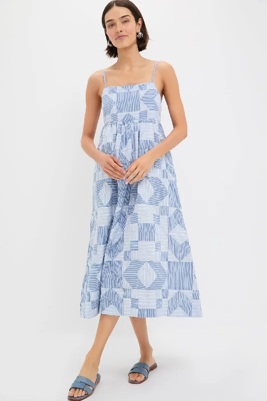 Ruffled mini dresses for a romantic touch Blue Helmi Striped Shirting Midi Dress