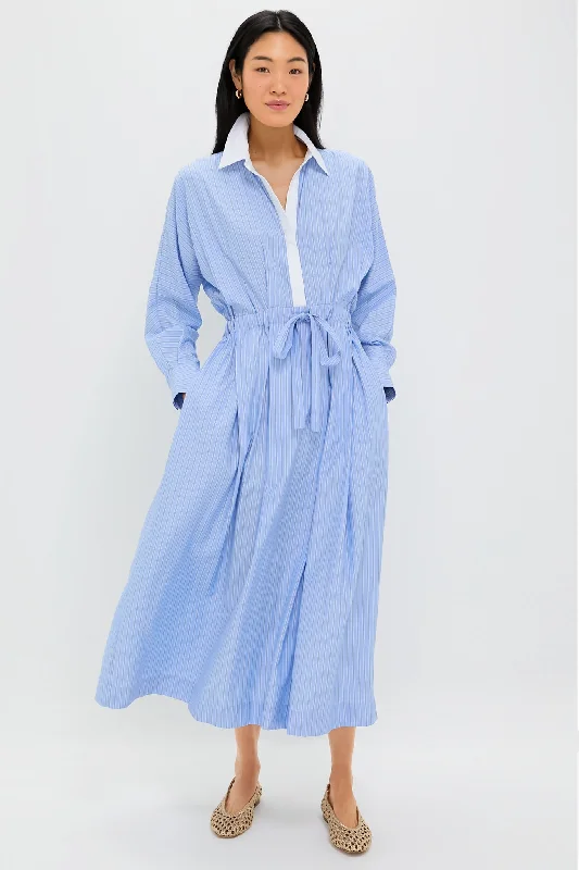 Printed mini dresses for a casual day out Cornflower Blue Stripe Tie Front Anna Dress Printed mini dresses for a casual day out Cornflower Blue Stripe Tie Front Anna Dress