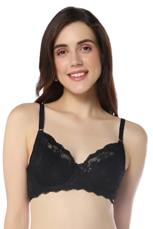 Wide - strap underwire wired bras for added comfort Luxe Support Non-Padded Wired Bra - Black Wide - strap underwire wired bras for added comfort Luxe Support Non-Padded Wired Bra - Black