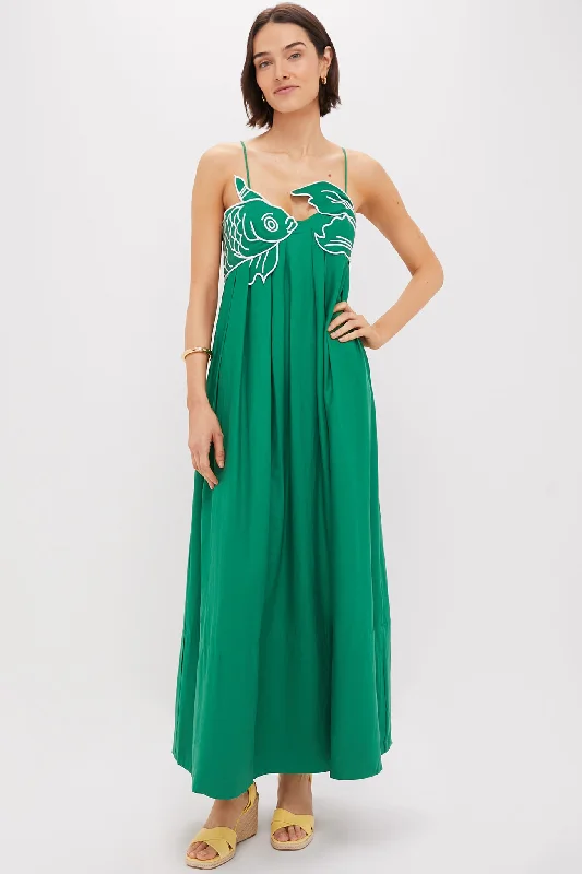 Printed mini dresses for a casual day out Exclusive Green Fish Top Maxi Dress
