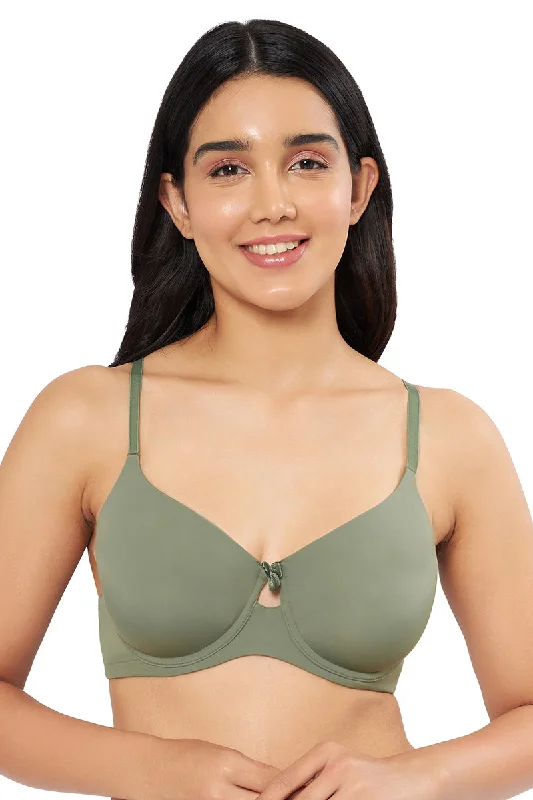 Sheer underwire wired bras for a seductive look Elegant Dream Padded Wired T-shirt Bra - Sage Sheer underwire wired bras for a seductive look Elegant Dream Padded Wired T-shirt Bra - Sage