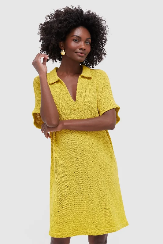 Mini dresses with high - low hems for a modern twist Lemongrass Knit Maren Mini Polo Dress Mini dresses with high - low hems for a modern twist Lemongrass Knit Maren Mini Polo Dress