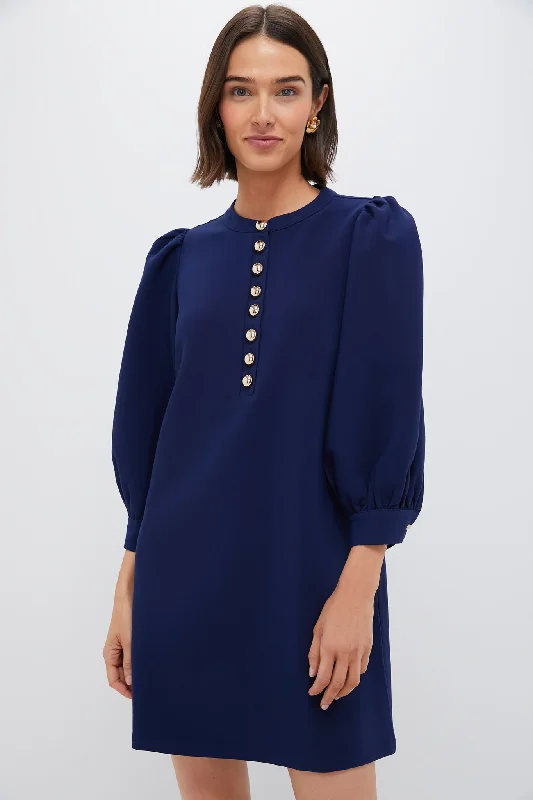 Printed mini dresses for a casual day out Navy Crepe Samantha Dress