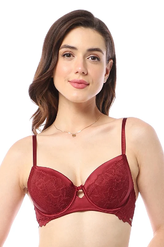 Underwire long - line wired bras for extra support Eternal Bliss Padded Wired Demi Bra - Rio Red Underwire long - line wired bras for extra support Eternal Bliss Padded Wired Demi Bra - Rio Red