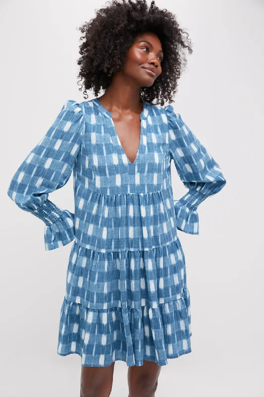 Mini dresses with cold - shoulder designs Blue Ikat Kenzo Dress