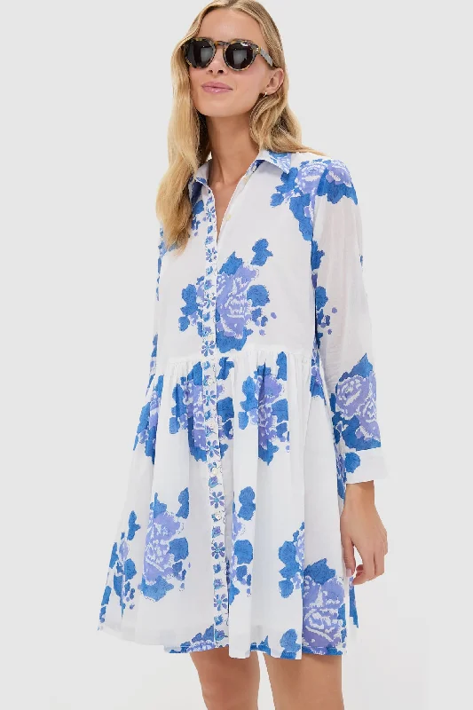 Printed mini dresses for a casual day out Portofino Blue Long Sleeve Mini Shirt Dress Printed mini dresses for a casual day out Portofino Blue Long Sleeve Mini Shirt Dress