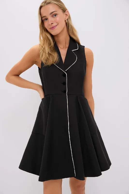 Mini dresses with criss - cross backs for a flirty look Black Linen Ruby Dress