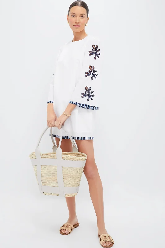 Mini dresses with empire waists for a flattering fit White & Blue Embroidery Atlantic Mini Dress Mini dresses with empire waists for a flattering fit White & Blue Embroidery Atlantic Mini Dress