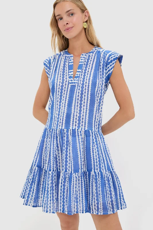 Linen mini dresses for a breathable summer option Ziggy Blue Roll Sleeve Mini Dress
